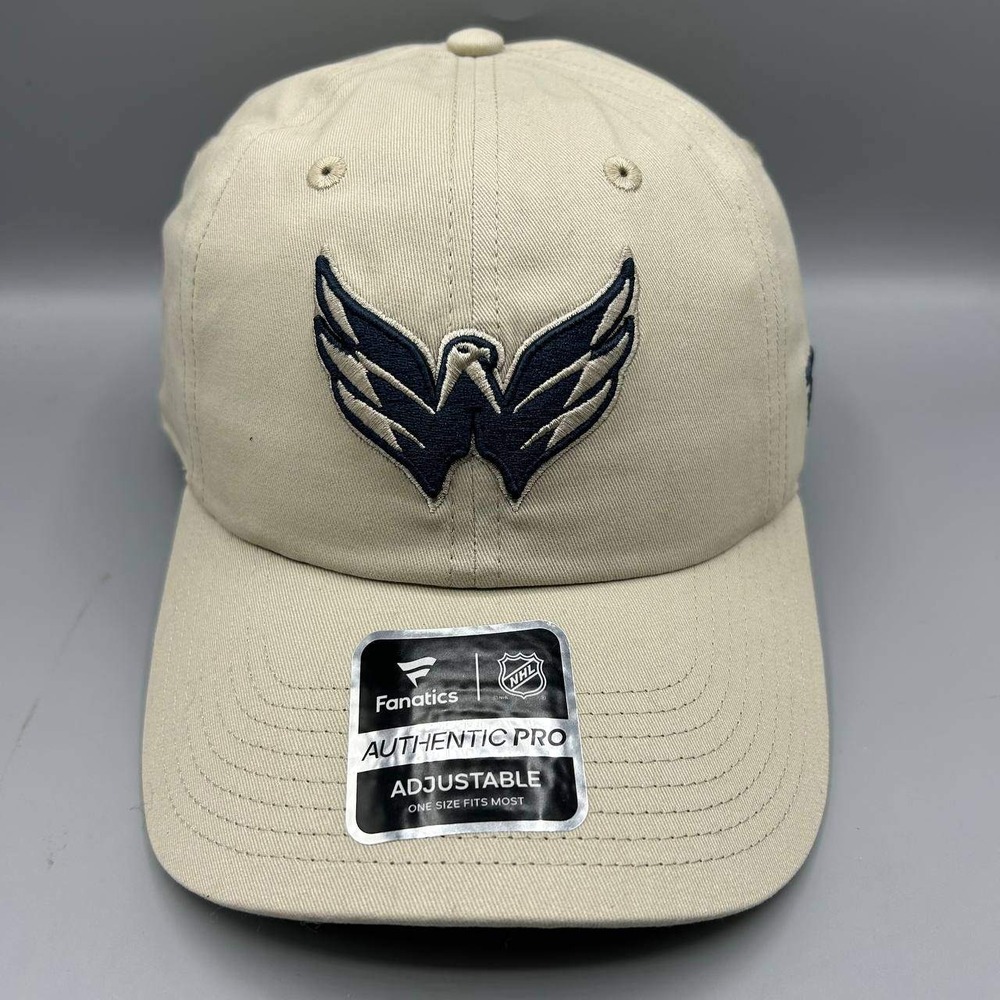 Washington Capitals Hat Men Beige Embroidered NHL Fanatics Strap Back Cap Cotton